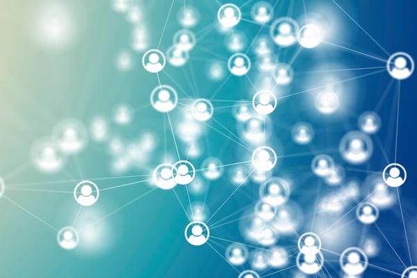 Abstract representation of icons of people connected by a network